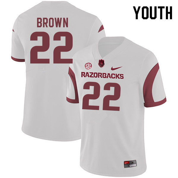 Youth #22 Anthony Brown Arkansas Razorbacks College Football Jerseys Sale-White - Click Image to Close